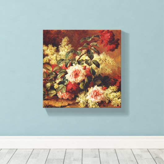 Rozen en Mahogany, van de Longpre Wrapped Canvas (Insitu (Houten vloer))