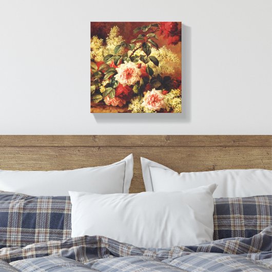 Rozen en Mahogany, van de Longpre Wrapped Canvas Afdruk (Insitu (Slaapkamer))