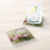 Rozen en mandje glazen onderzetter (Schuin)