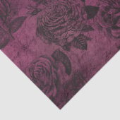 Rozen en Manuscript op de Onderdrukte Paars Decoup Tissuepapier (Detail)