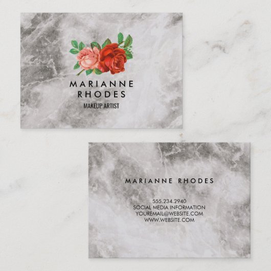 Rozen en Marmer Visitekaartje (Voorkant / Achterkant)
