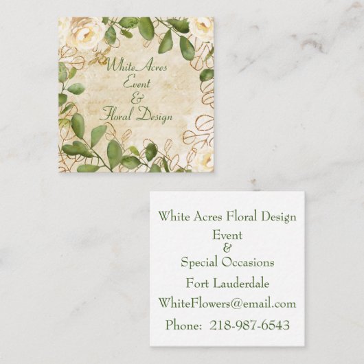 Rozen en met olie omwoeld vierkant Visitekaartje (Voorkant / Achterkant)