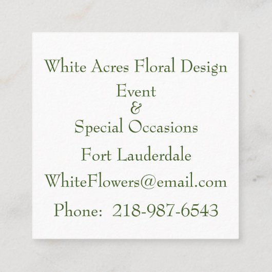 Rozen en met olie omwoeld vierkant Visitekaartje (Achterkant)