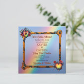 Rozen en Metal LGBTQ Steampunk Huwelijksuitnodigin Kaart (Staand voorkant)