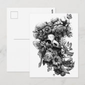 Rozen en molen - zwart briefkaart (Voorkant / Achterkant)