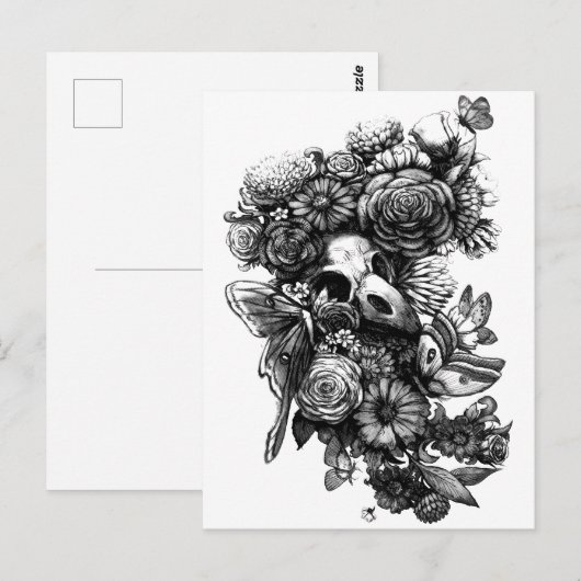 Rozen en molen - zwart briefkaart (Voorkant / Achterkant)