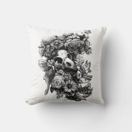 Rozen en molen - zwart kussen