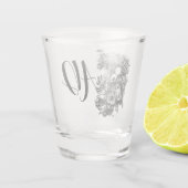Rozen en molen - zwart monogram shot glas (Achterkant)