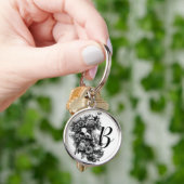 Rozen en molen - zwart monogram sleutelhanger (Hand)