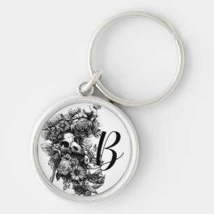 Rozen en molen - zwart monogram sleutelhanger