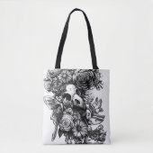 Rozen en molen - zwart tote bag (Voorkant)