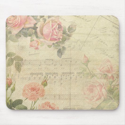 Rozen en Muziek Mousepad Muismat (Voorkant)