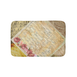  Rozen en muziekbladen Badmat