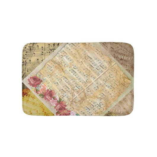  Rozen en muziekbladen Badmat (Voorkant)