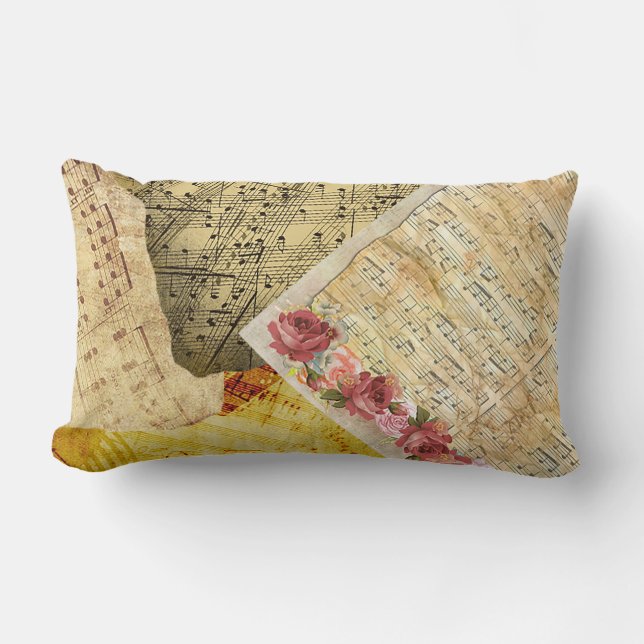  Rozen en muziekbladen Kussen (Voorkant)