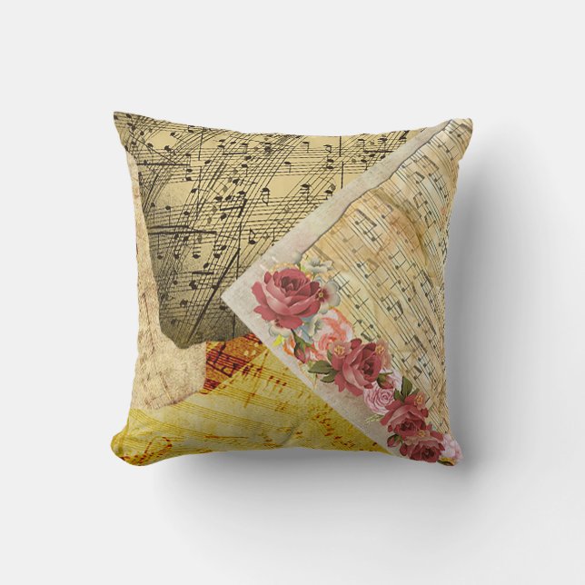  Rozen en muziekbladen Kussen (Voorkant)