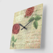  Rozen en muziekklok Vierkante Klok (Hoek)