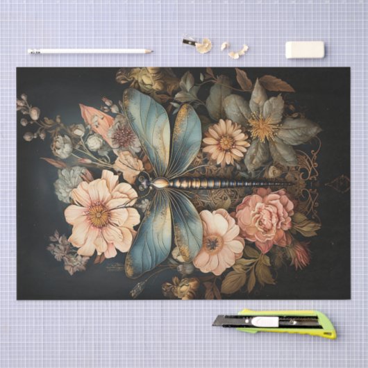  Rozen en ontkoppeling van Dragonfly Tissuepapier (Craft)