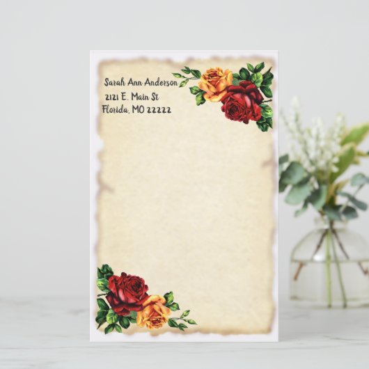 Rozen en oud papier (Staand voorkant)