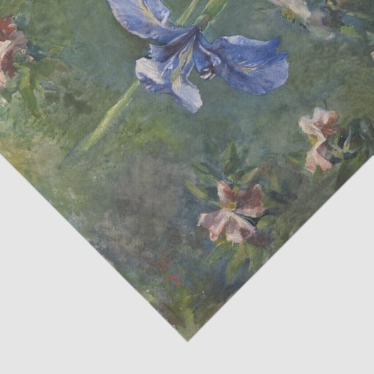  Rozen en Paarse Irissen  Bloemen Tissuepapier (Detail)