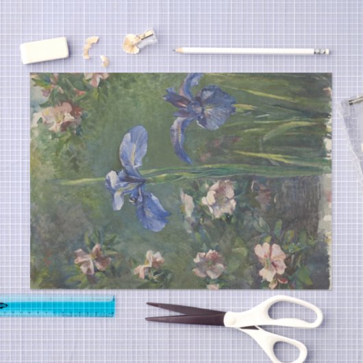  Rozen en Paarse Irissen  Bloemen Tissuepapier (Craft)