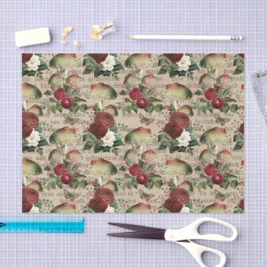 Rozen en paddenstoel Antiek ontkoppelpapier Tissuepapier (Craft)