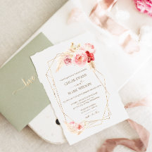 Rozen en Pampas Grass Gold Lijst Wedding