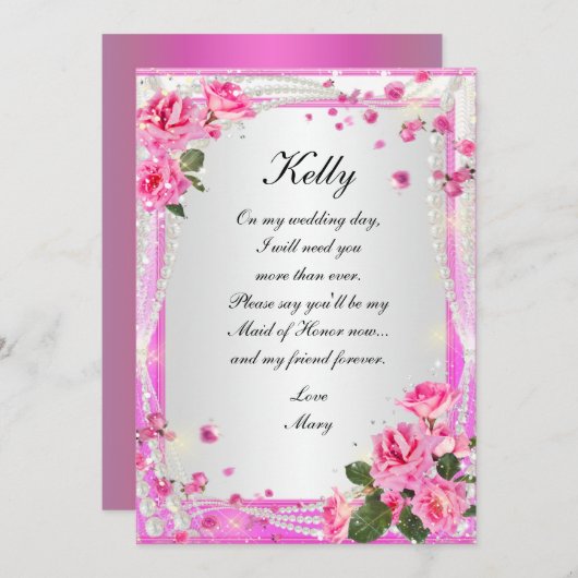 Rozen en parels gemaakt van echte Kaart (Voorkant / Achterkant)