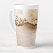 Rozen en parels latte mok (Linkerhoek)