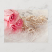 Rozen en parels met veren briefkaart (Voorkant)