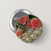 Rozen en parels ronde button 5,7 cm (Voorkant /achterkant)