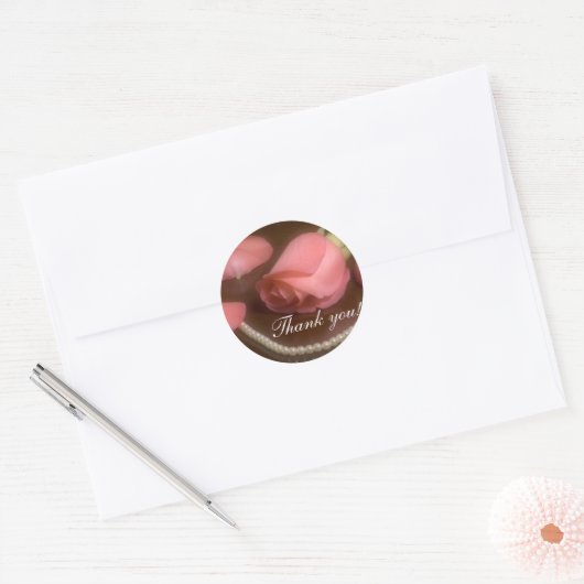 Rozen en parels ronde sticker (Envelop)