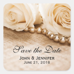 Rozen en parels vierkante sticker