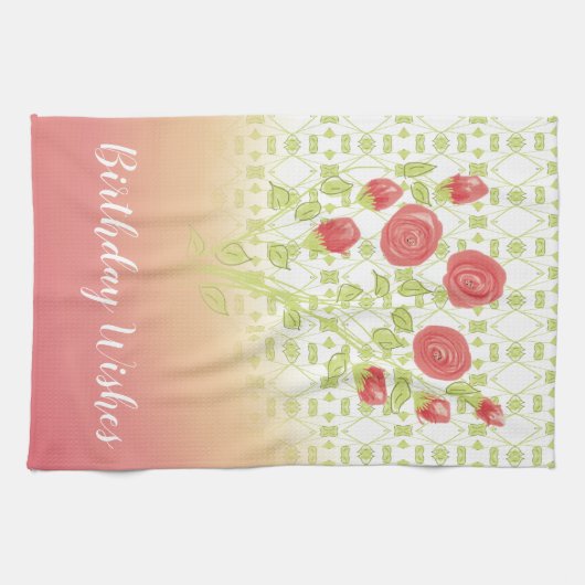 Rozen en patronen theedoek (Horizontaal)