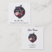 Rozen en Pentagram Vierkant Visitekaartje (Voorkant / Achterkant)