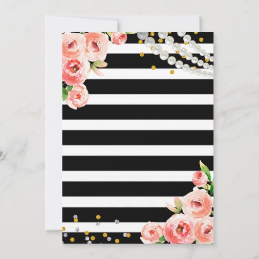 Rozen- en Perl Graduation Party Kaart (Achterkant)