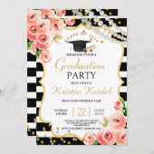 Rozen- en Perl Graduation Party Kaart (Voorkant / Achterkant)
