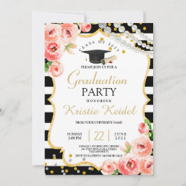 Rozen- en Perl Graduation Party Kaart