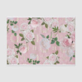 Rozen en pinda's op Blush Pink en Gold Damask Tissuepapier (Voorkant)