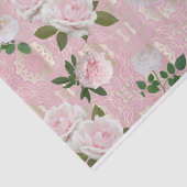 Rozen en pinda's op Blush Pink en Gold Damask Tissuepapier (Detail)