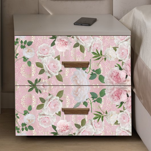 Rozen en pinda's op Blush Pink en Gold Damask Tissuepapier