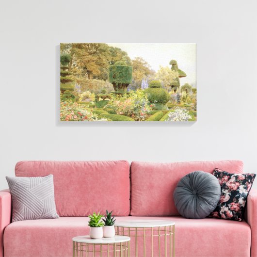 Rozen en Pinks van Elgood,  Engelse tuin Canvas Afdruk (Insitu (Woonkamer))