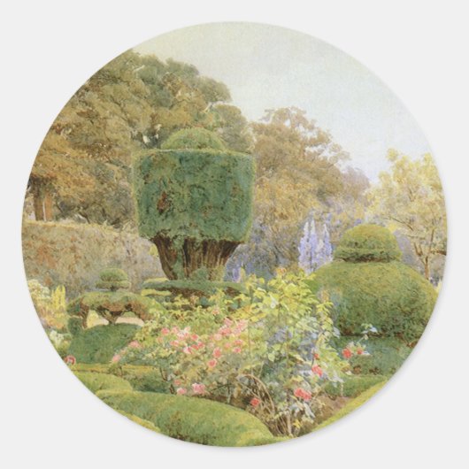 Rozen en Pinks van Elgood, Engelse tuin Ronde Sticker (Voorkant)