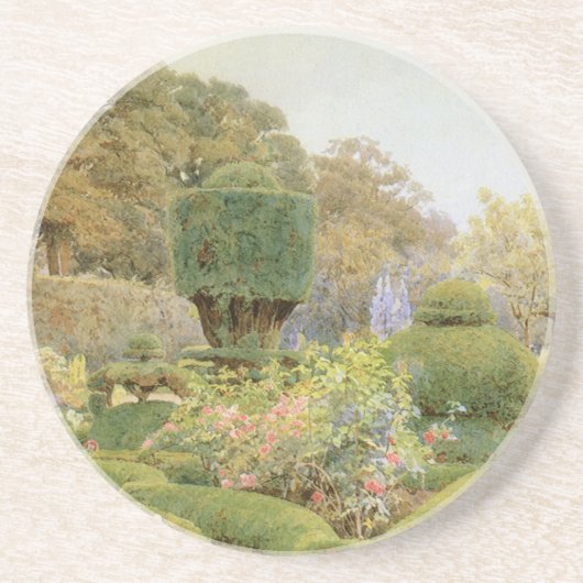 Rozen en Pinks van Elgood,  Engelse tuin Zandsteen Onderzetter (Voorkant)