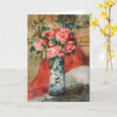 Rozen en pioenen in een vaas | Renoir Kaart (Gele Bloem)