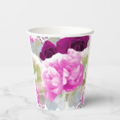 Rozen en Pioenrozen Bloemen Papieren Bekers (Achterkant)