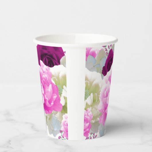 Rozen en Pioenrozen Bloemen Papieren Bekers (Links)