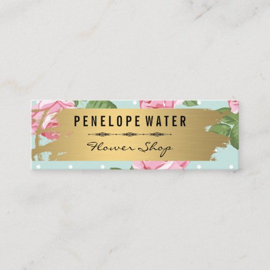 Rozen en poka Dots Mini Visitekaartje (Voorkant)