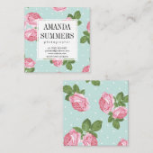 Rozen en poka Dots Vierkante Visitekaartje (Voorkant / Achterkant)