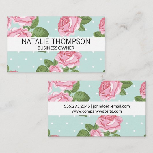 Rozen en poka Dots Visitekaartje (Voorkant / Achterkant)